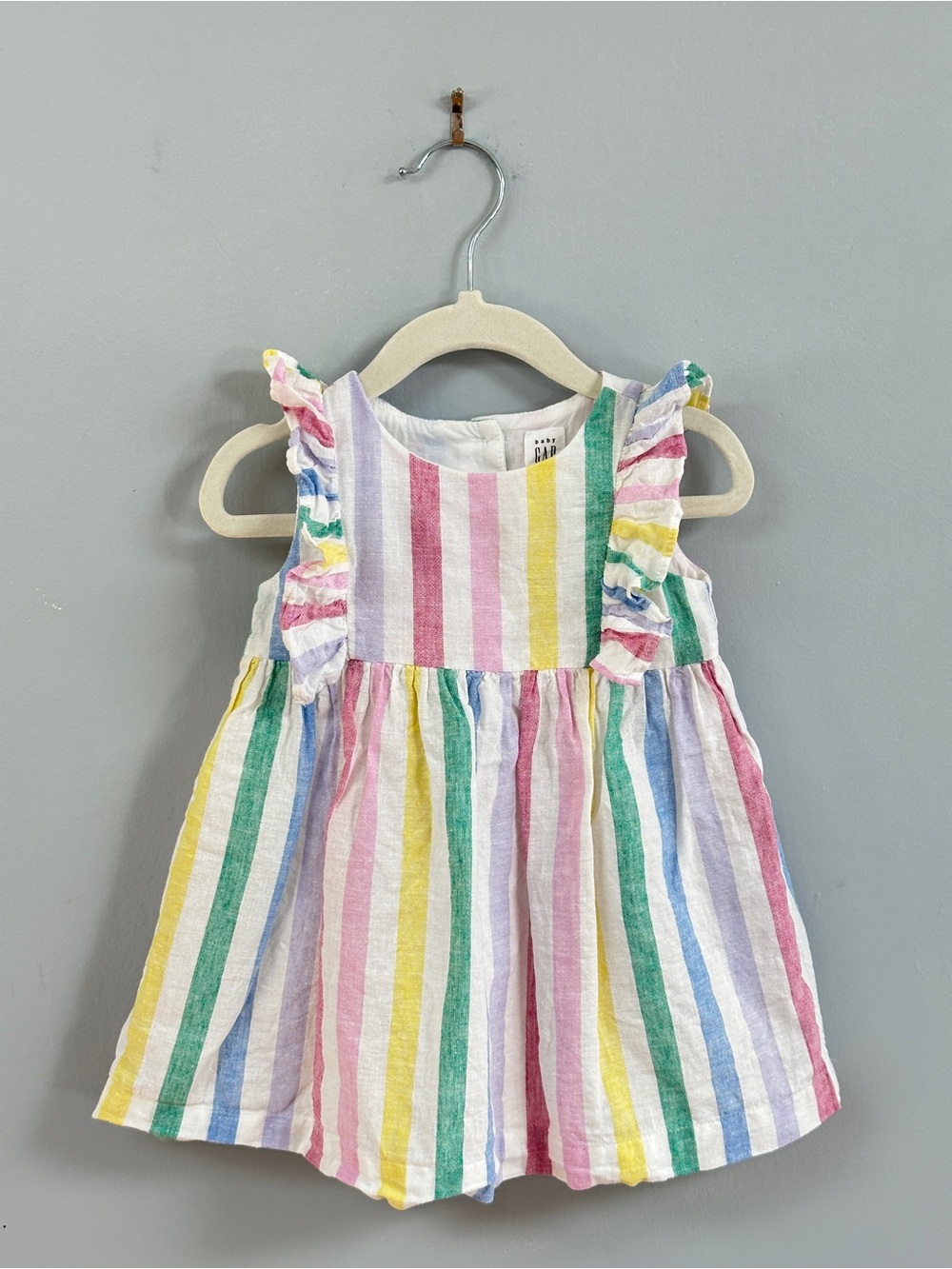 Baby Gap 18-24M Rainbow Stripe Linen Dress + Bloomers
